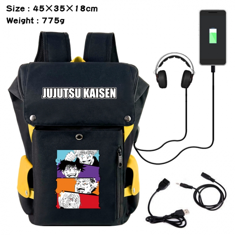 Jujutsu Kaisen Anime Canvas Bucket Data Cable Backpack School Bag 45X35X18CM 775G