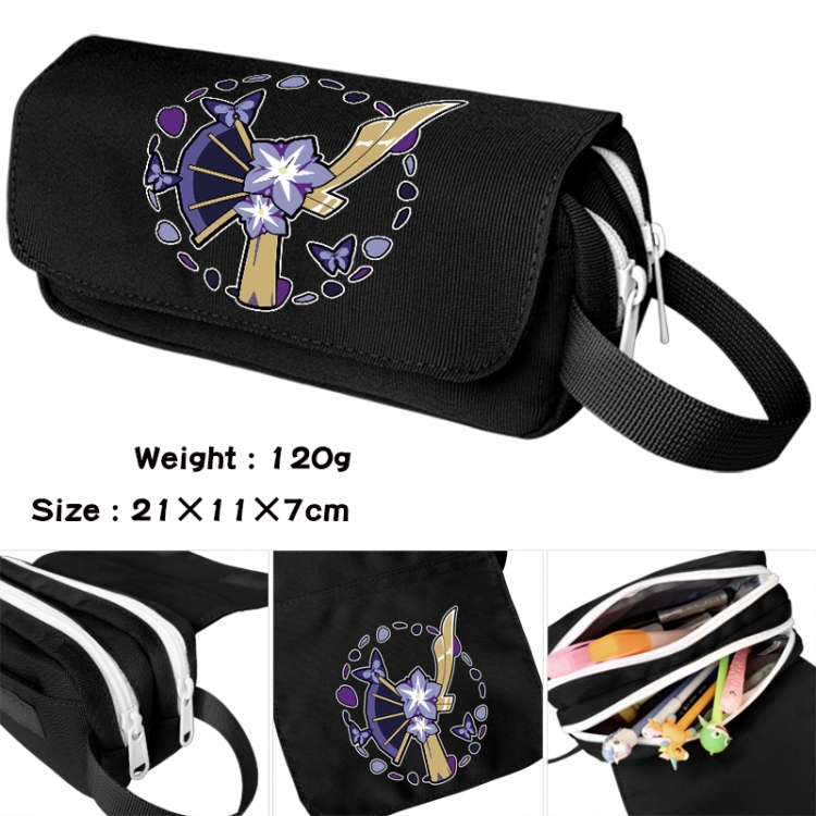 Genshin Impact Anime waterproof canvas portable double-layer pencil bag cosmetic bag 21x11x7cm