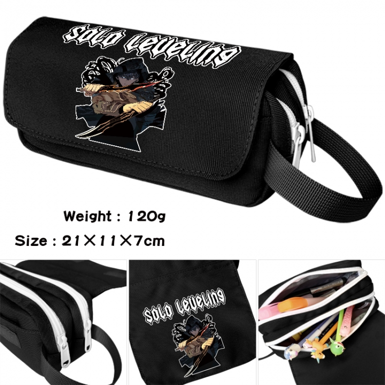 Solo Leveling:Arise Anime waterproof canvas portable double-layer pencil bag cosmetic bag 21x11x7cm