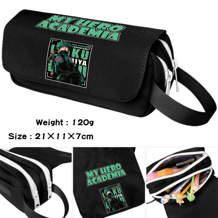My Hero Academia Anime waterproof canvas portable double-layer pencil bag cosmetic bag 21x11x7cm
