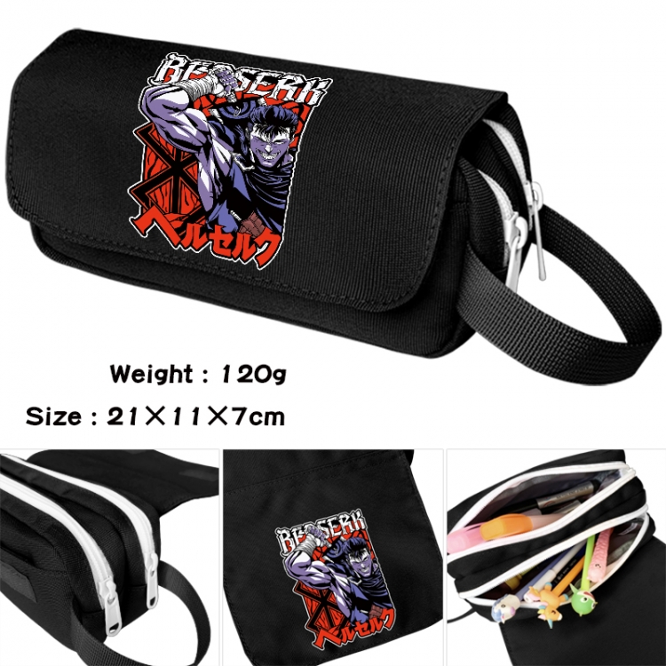 Berserk Anime waterproof canvas portable double-layer pencil bag cosmetic bag 21x11x7cm