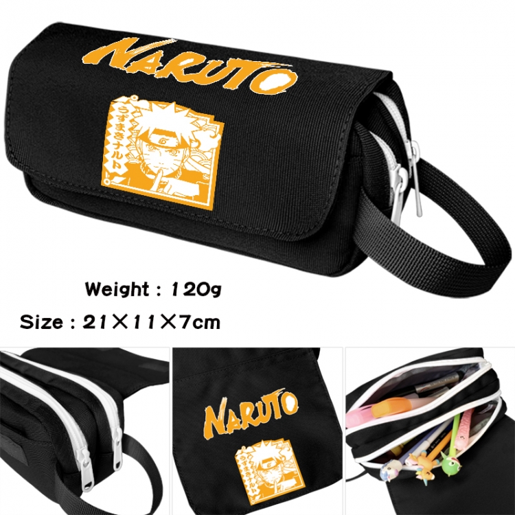 Naruto Anime waterproof canvas portable double-layer pencil bag cosmetic bag 21x11x7cm