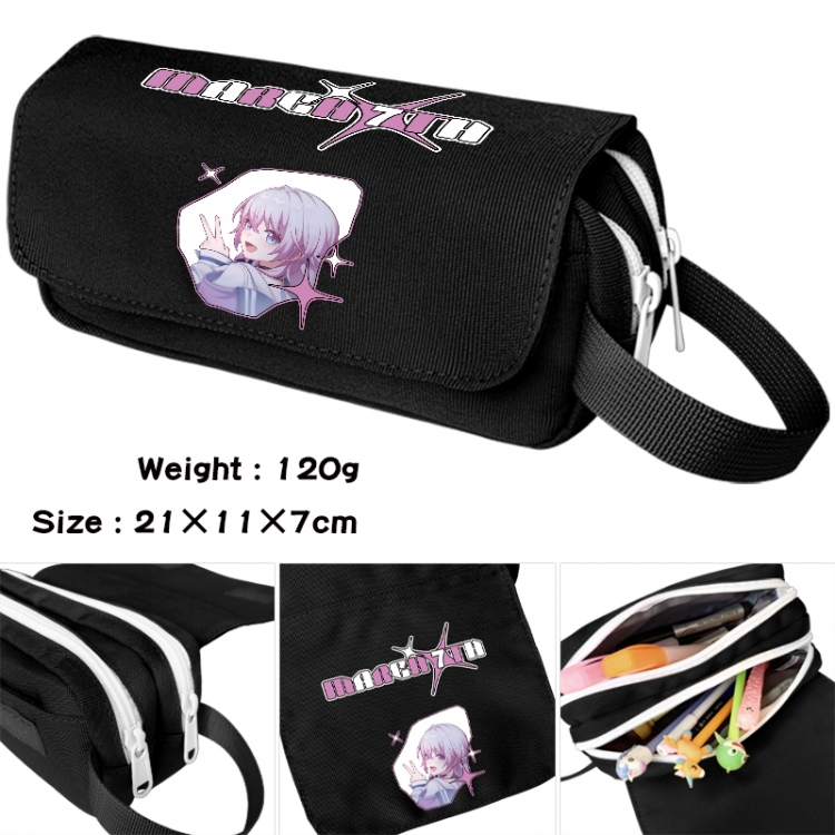 Honkai: Star Rail Anime waterproof canvas portable double-layer pencil bag cosmetic bag 21x11x7cm