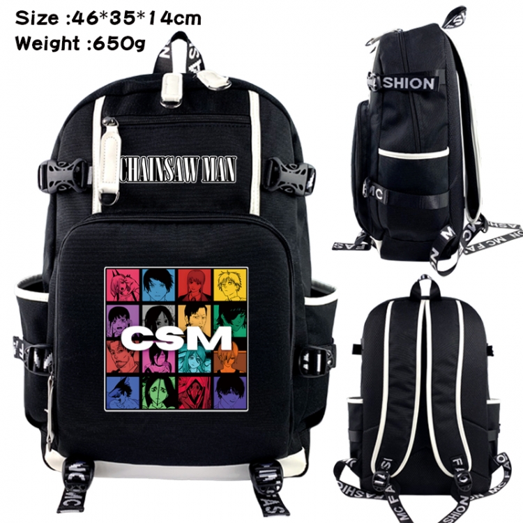 Chainsawman Data USB backpack Cartoon printed student backpack 46X35X14CM 650G