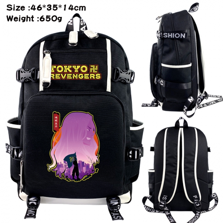 Tokyo Revengers  Data USB backpack Cartoon printed student backpack 46X35X14CM 650G