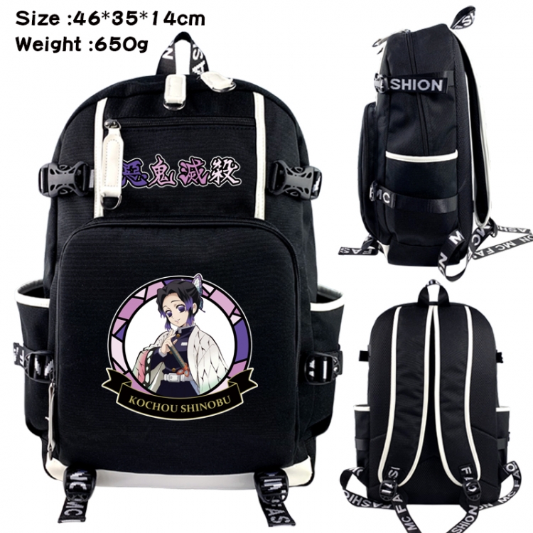 Demon Slayer Kimets Data USB backpack Cartoon printed student backpack 46X35X14CM 650G