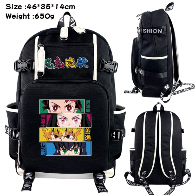 Demon Slayer Kimets Data USB backpack Cartoon printed student backpack 46X35X14CM 650G