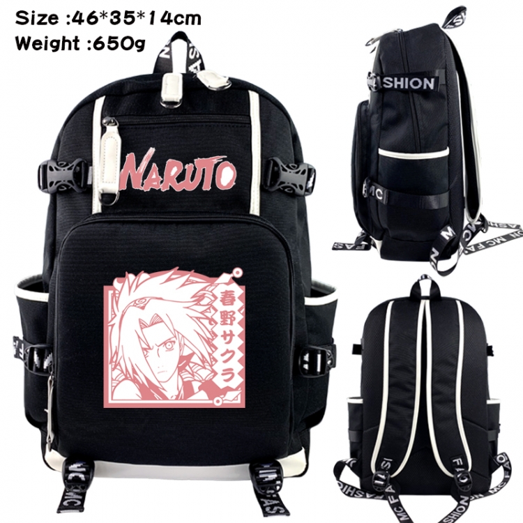 Naruto Data USB backpack Cartoon printed student backpack 46X35X14CM 650G