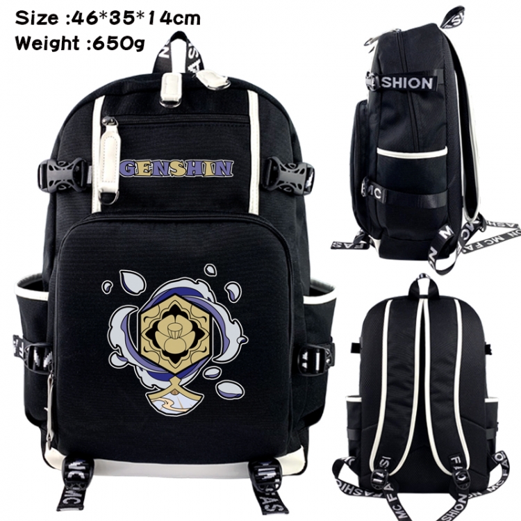 Genshin Impact Data USB backpack Cartoon printed student backpack 46X35X14CM 650G