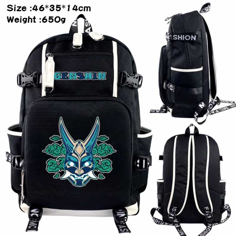 Genshin Impact Data USB backpack Cartoon printed student backpack 46X35X14CM 650G