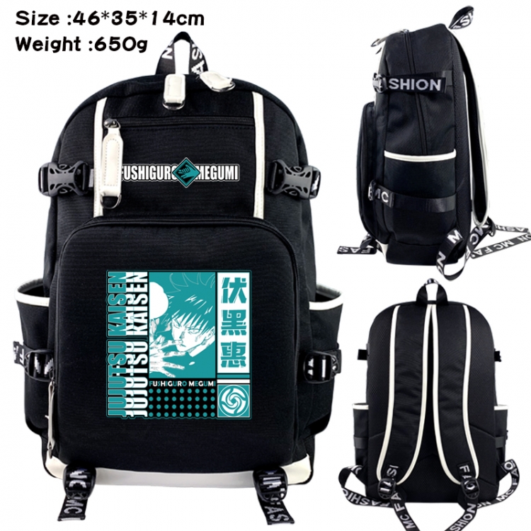 Jujutsu Kaisen Data USB backpack Cartoon printed student backpack 46X35X14CM 650G