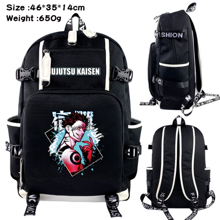 Jujutsu Kaisen Data USB backpack Cartoon printed student backpack 46X35X14CM 650G