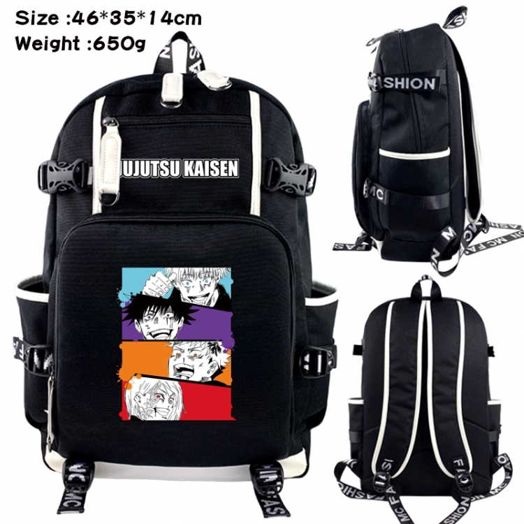 Jujutsu Kaisen Data USB backpack Cartoon printed student backpack 46X35X14CM 650G
