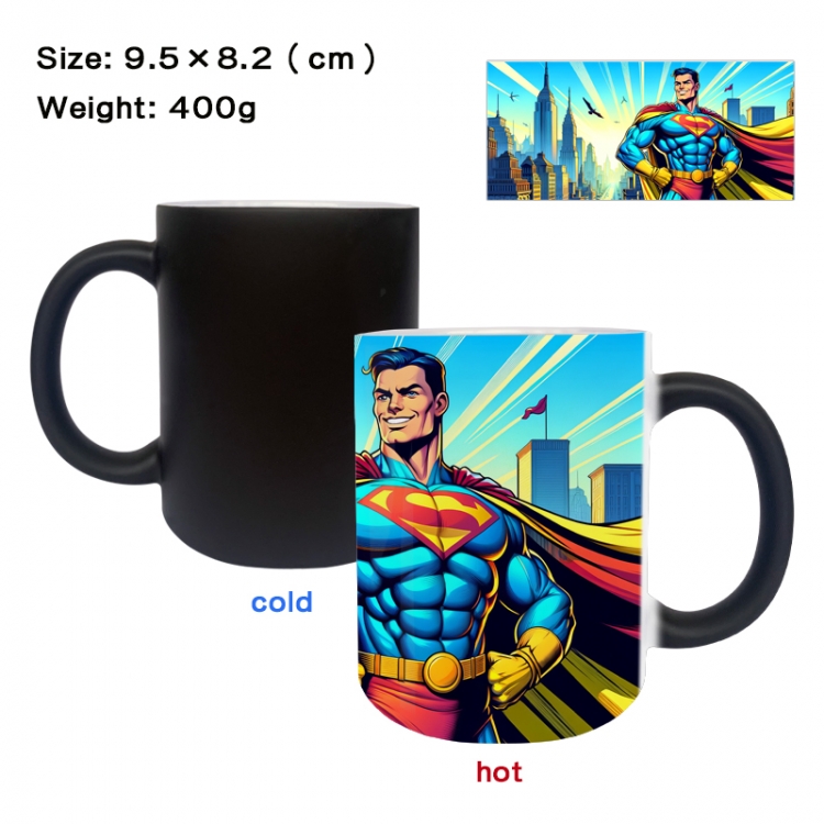 Superman Anime peripherals color changing ceramic cup tea cup mug 9.5X8.2cm