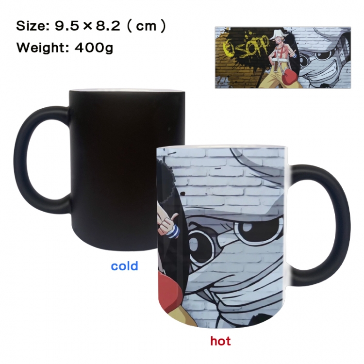 One Piece Anime peripherals color changing ceramic cup tea cup mug 9.5X8.2cm