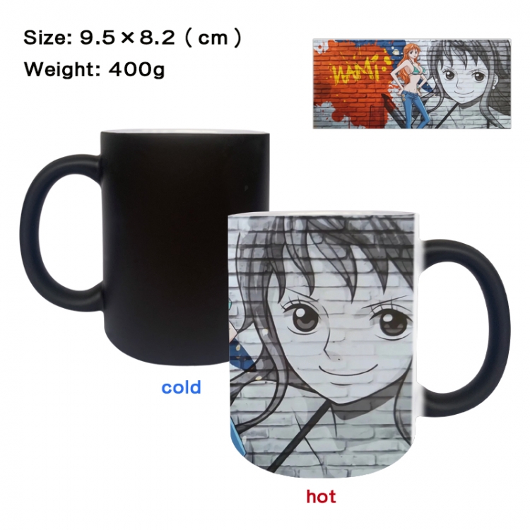 One Piece Anime peripherals color changing ceramic cup tea cup mug 9.5X8.2cm
