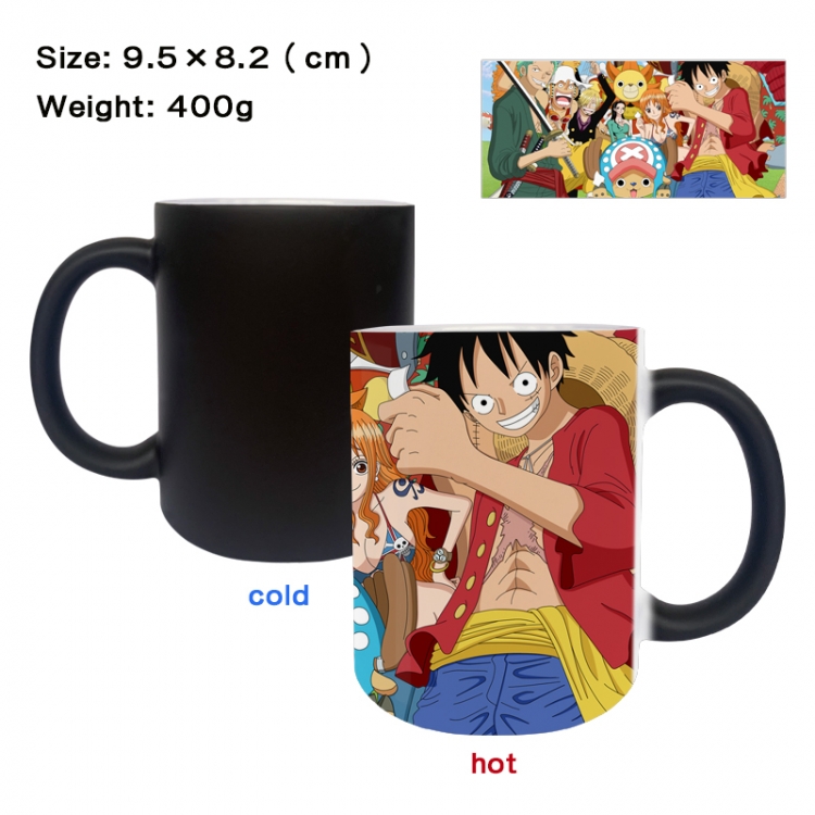 One Piece Anime peripherals color changing ceramic cup tea cup mug 9.5X8.2cm