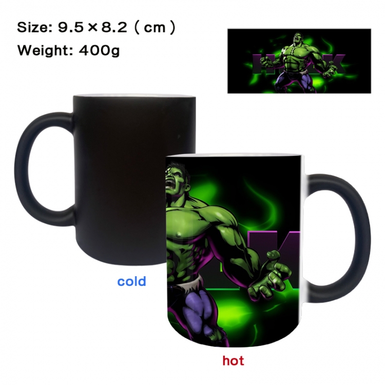 The Hulk Anime peripherals color changing ceramic cup tea cup mug 9.5X8.2cm