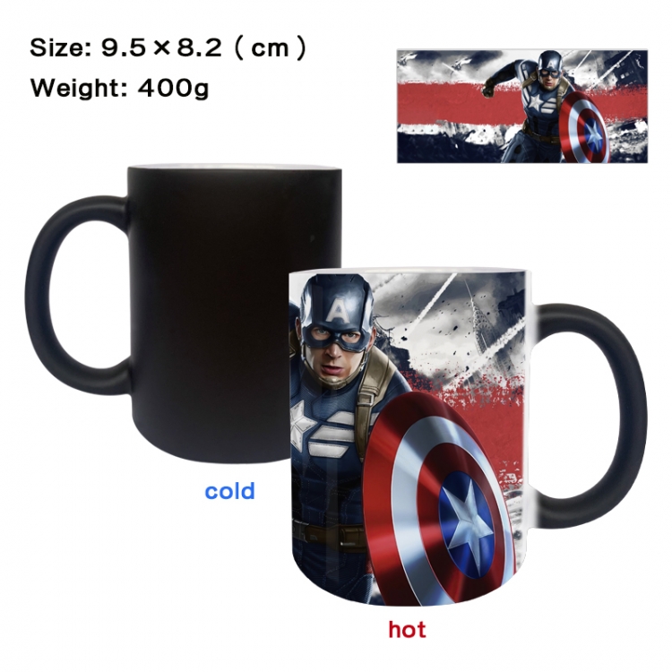 Captain America Anime peripherals color changing ceramic cup tea cup mug 9.5X8.2cm