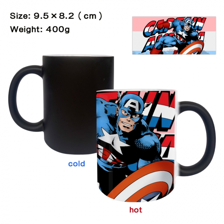 Captain America Anime peripherals color changing ceramic cup tea cup mug 9.5X8.2cm