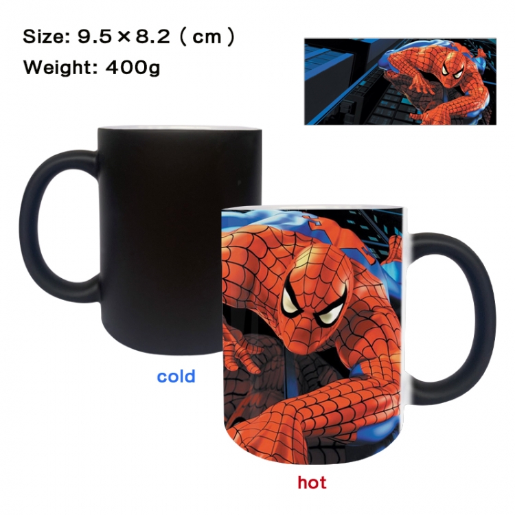 Spiderman Anime peripherals color changing ceramic cup tea cup mug 9.5X8.2cm