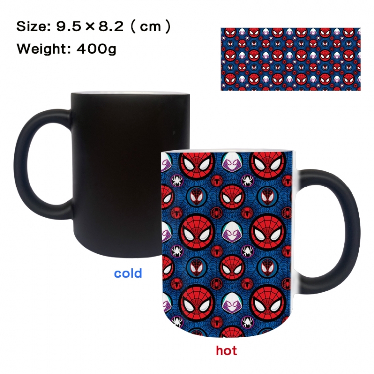 Spiderman Anime peripherals color changing ceramic cup tea cup mug 9.5X8.2cm
