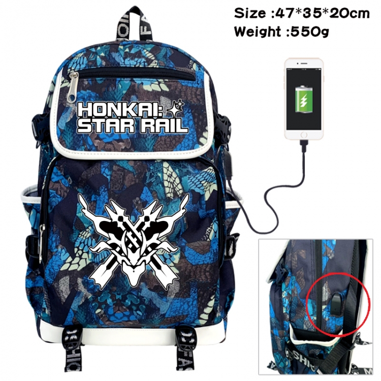 Honkai: Star Rail Camouflage waterproof sail fabric flip backpack student bag 47X35X20CM 550G