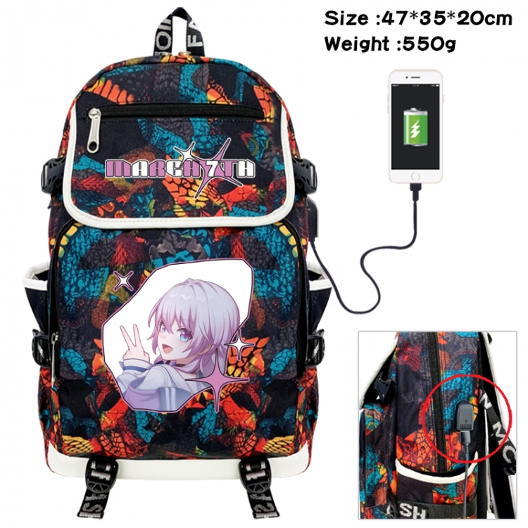 Honkai: Star Rail Camouflage waterproof sail fabric flip backpack student bag 47X35X20CM 550G