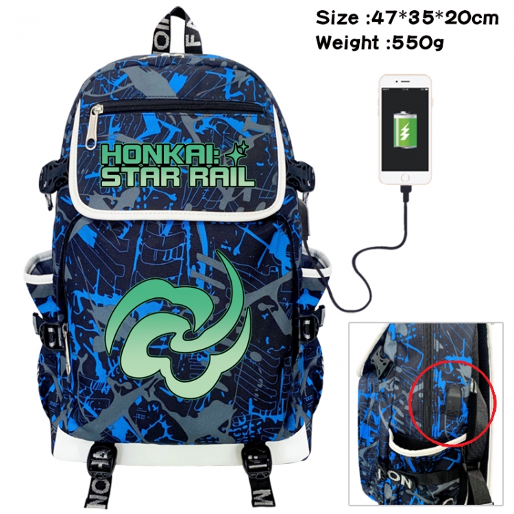 Honkai: Star Rail Camouflage waterproof sail fabric flip backpack student bag 47X35X20CM 550G