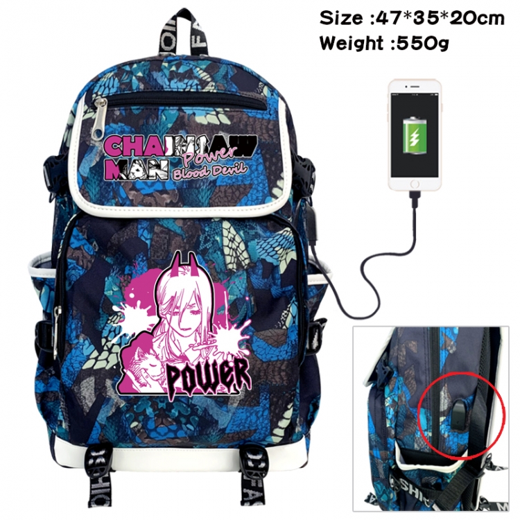 Chainsawman Camouflage waterproof sail fabric flip backpack student bag 47X35X20CM 550G