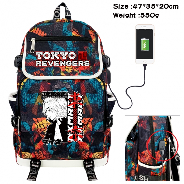 Tokyo Revengers Camouflage waterproof sail fabric flip backpack student bag 47X35X20CM 550G