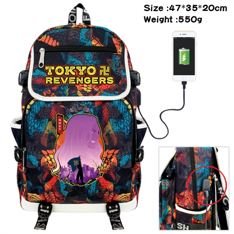 Tokyo Revengers Camouflage waterproof sail fabric flip backpack student bag 47X35X20CM 550G