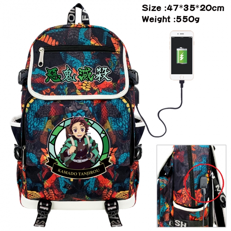 Demon Slayer Kimets Camouflage waterproof sail fabric flip backpack student bag 47X35X20CM 550G