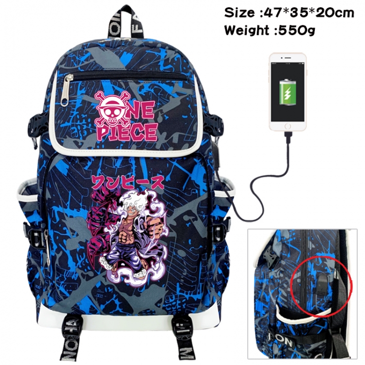 One Piece Camouflage waterproof sail fabric flip backpack student bag 47X35X20CM 550G