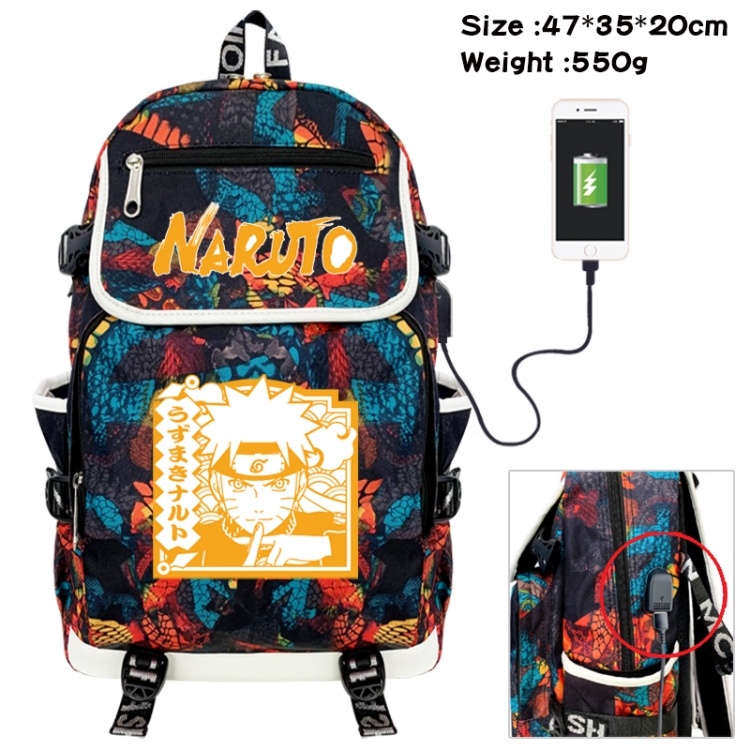 Naruto Camouflage waterproof sail fabric flip backpack student bag 47X35X20CM 550G