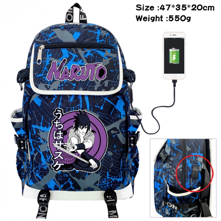 Naruto Camouflage waterproof sail fabric flip backpack student bag 47X35X20CM 550G