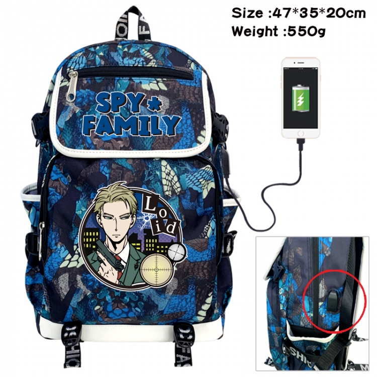 SPYxFAMILY Camouflage waterproof sail fabric flip backpack student bag 47X35X20CM 550G