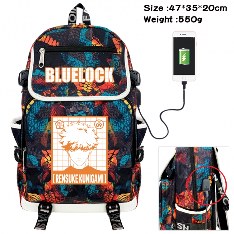 BLUE LOCK Camouflage waterproof sail fabric flip backpack student bag 47X35X20CM 550G