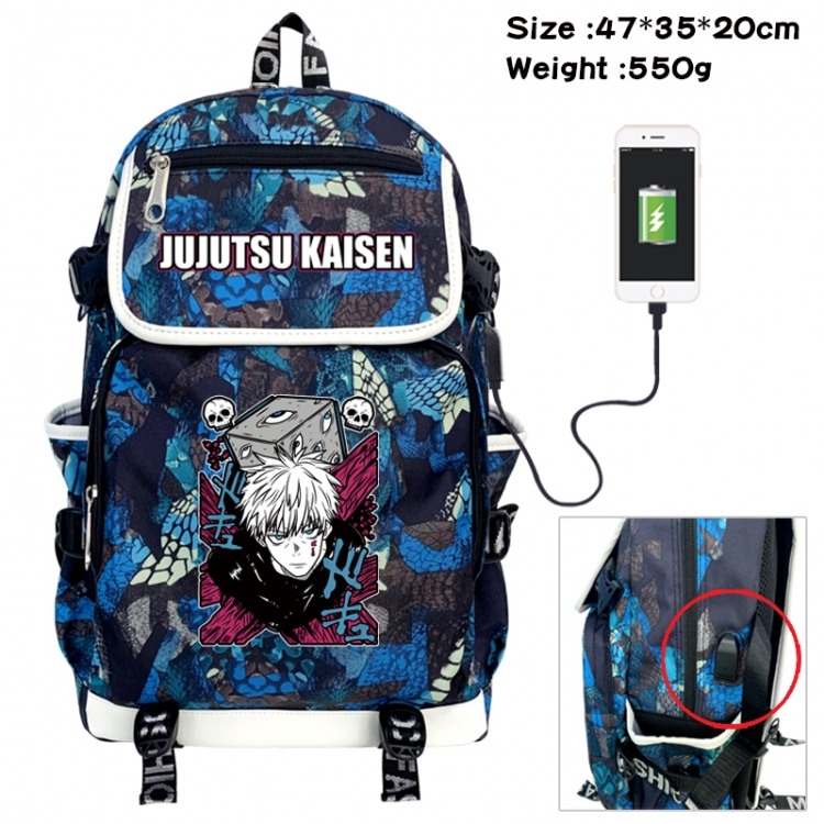 Jujutsu Kaisen Camouflage waterproof sail fabric flip backpack student bag 47X35X20CM 550G