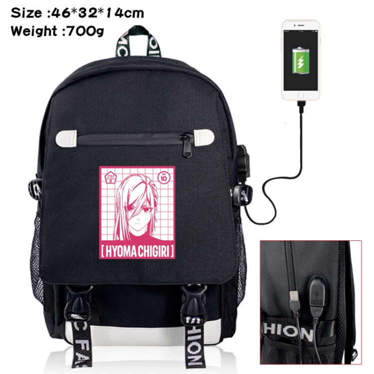 BLUE LOCK canvas USB backpack cartoon print student backpack 46X32X14CM 700g