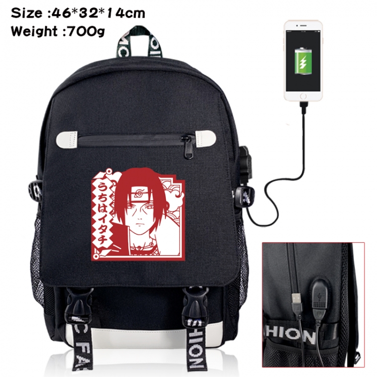 Naruto canvas USB backpack cartoon print student backpack 46X32X14CM 700g 