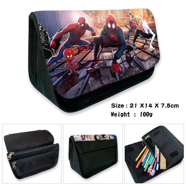 Superheroes Anime Velcro canvas zipper pencil case Pencil Bag 21×14×7.5cm