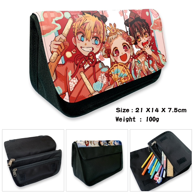 Toilet-bound Hanako-kun Anime Velcro canvas zipper pencil case Pencil Bag 21×14×7.5cm