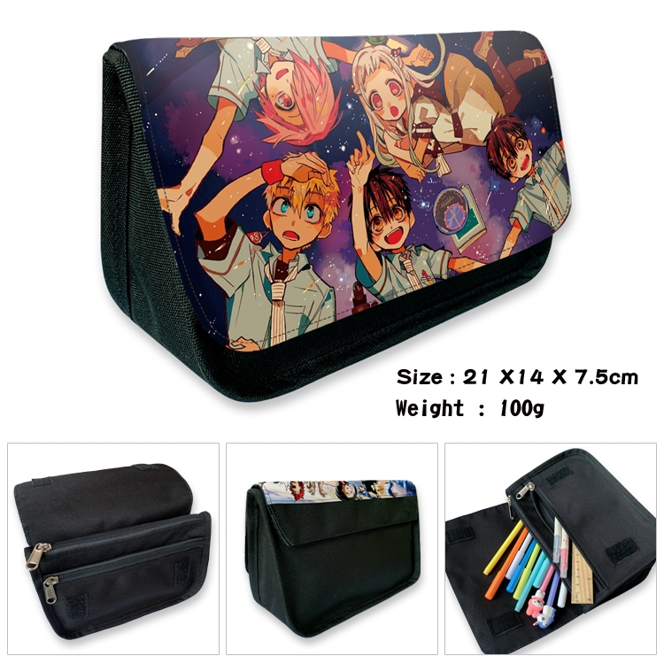 Toilet-bound Hanako-kun Anime Velcro canvas zipper pencil case Pencil Bag 21×14×7.5cm