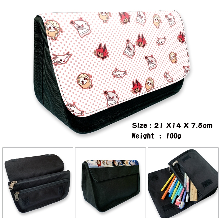 Hazbin Hotel Anime Velcro canvas zipper pencil case Pencil Bag 21×14×7.5cm