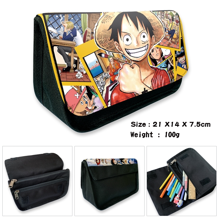  One Piece Anime Velcro canvas zipper pencil case Pencil Bag 21×14×7.5cm