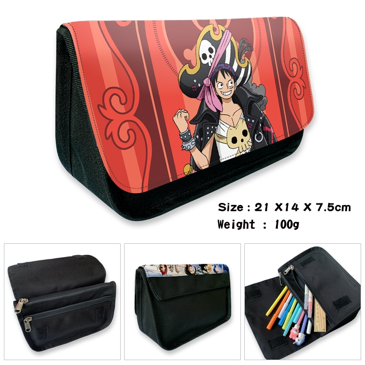  One Piece Anime Velcro canvas zipper pencil case Pencil Bag 21×14×7.5cm