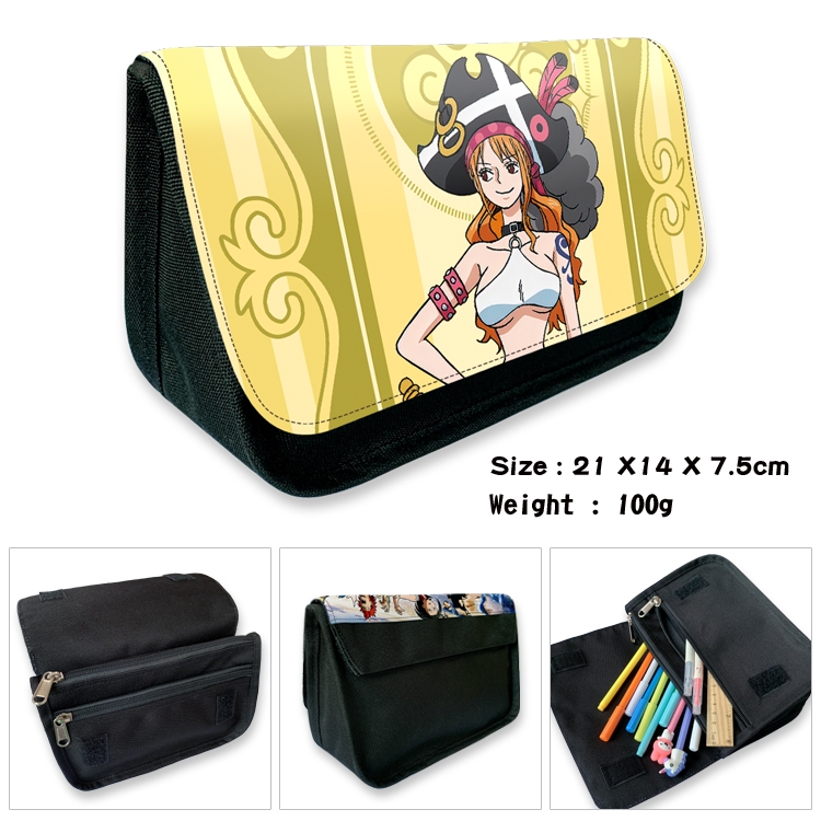  One Piece Anime Velcro canvas zipper pencil case Pencil Bag 21×14×7.5cm