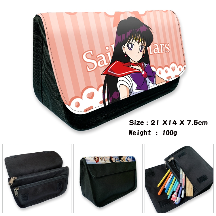 sailormoon Anime Velcro canvas zipper pencil case Pencil Bag 21×14×7.5cm