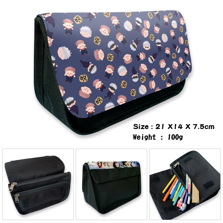 Jujutsu Kaisen Anime Velcro canvas zipper pencil case Pencil Bag 21×14×7.5cm